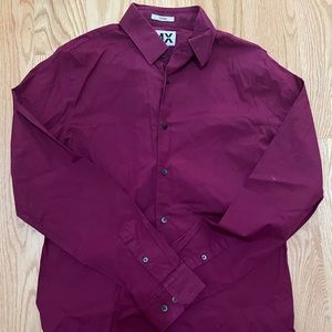 Express 1MX burgundy fitted shirt